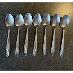 Vintage Castle Court Wheat Tablespoons Japan Stainless Lot of 7 Retro Spoons